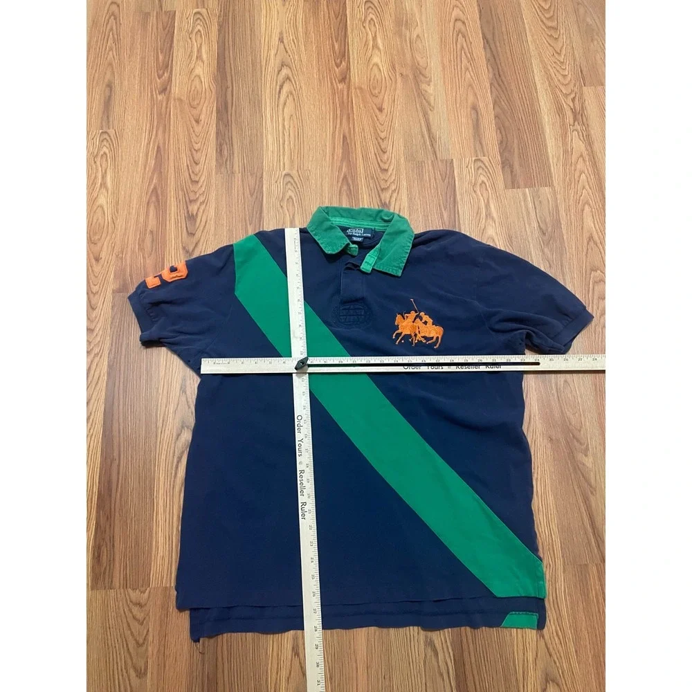 Polo Ralph Lauren Polo Shirt Mens Extra Large Diagonal Sash Multi Pony Navy